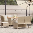 Set Divano da Giardino 5 pz con Cuscini Beige in Polyrattan