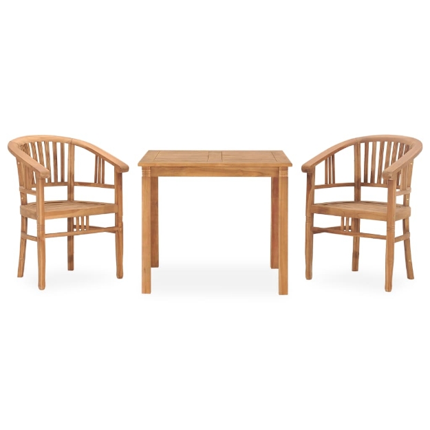Set da Pranzo da Giardino 3 pz in Legno Massello di Teak