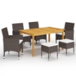 Set Mobili da Pranzo per Giardino 7 pz Marrone