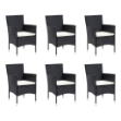 Set da Pranzo per Giardino 7 pz con Cuscini Polyrattan Nero