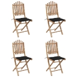 Set da Pranzo da Giardino 5 pz Pieghevole con Cuscini in Bambù