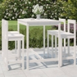 Set Bar da Giardino 5 pz Bianco in Legno Massello di Pino