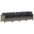 Set Divani da Giardino 4 pz con Cuscini in Polyrattan Grigio