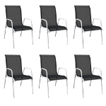 Set da Pranzo da Giardino 7 pz in Acciaio Nero