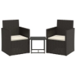 Set Divani da Esterno 3 pz con Cuscini Nero in Polyrattan
