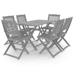 Set da Pranzo per Giardino 7 pz Legno Massello di Acacia Grigio