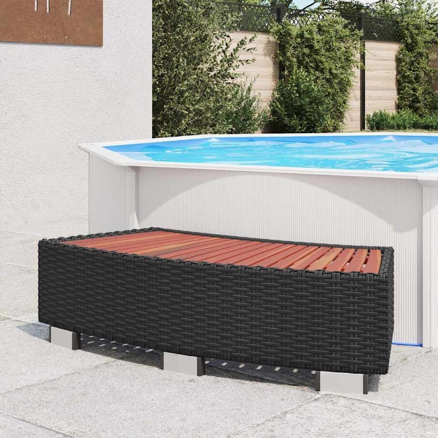 Scalino per Spa in Polyrattan 92x45x25 cm Nero