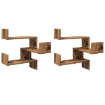 Mensole Angolari 2pz Legno Antico 40x40x49,5 cm in Truciolato