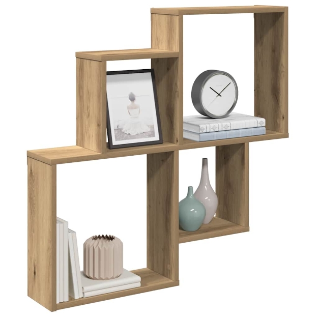 Scaffale a Parete Rovere Artigianale 80x15x78,5 cm Truciolato