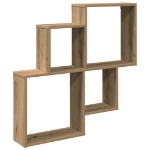 Scaffale a Parete Rovere Artigianale 80x15x78,5 cm Truciolato