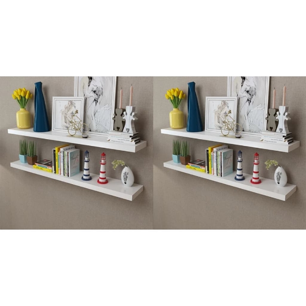 Mensole a Parete 4 pz Bianco 120 cm