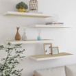Scaffali a Parete 4 pz Rovere e Bianco 80x23,5x3,8 cm in MDF