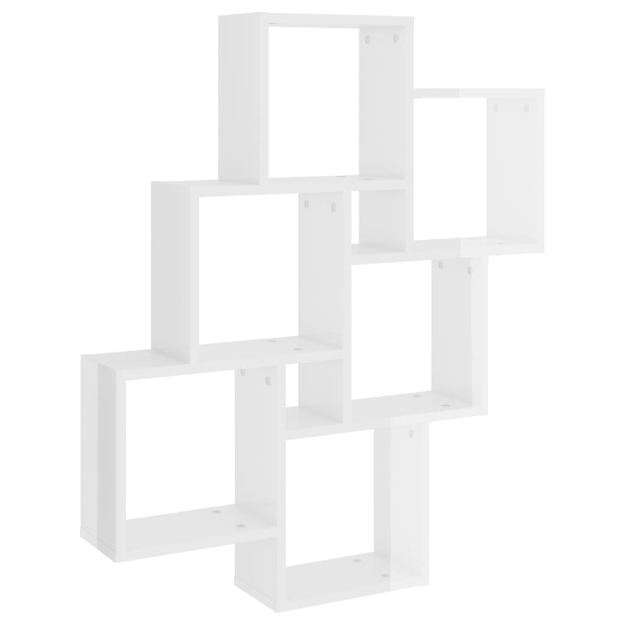 Mensola Parete a Cubo Bianco Lucido 78x15x93 cm in Multistrato