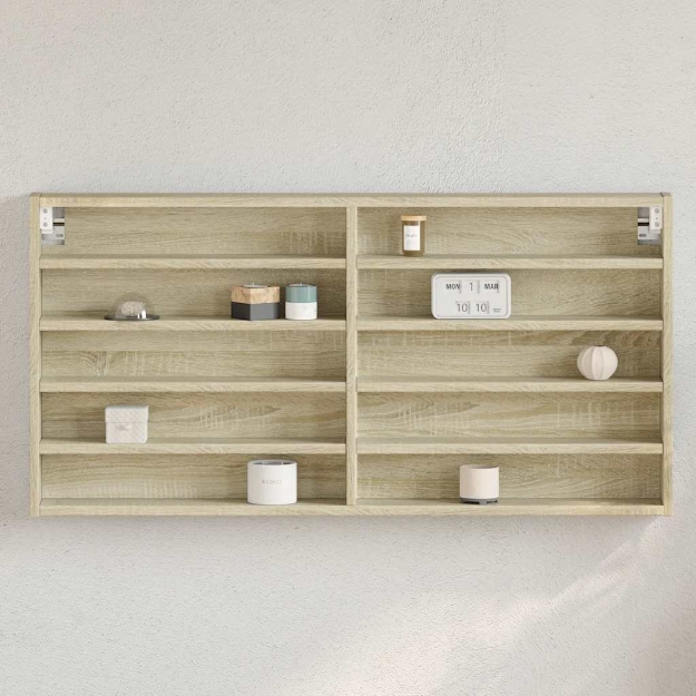 Armadietto Vetrina Rovere Sonoma 100x8,5x50cm Legno Multistrato