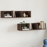 Mobili Parete 2pz Rovere Marrone 75x18x16,5cm Legno Multistrato