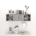 Scaffale a Parete Grigio Cemento 102x30x29 cm Legno Multistrato