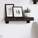 Ripiano Muro Marrone Scuro 40x10x6 cm Massello Rovere Trattato