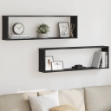 Mensole Parete Cubo 2 pz Rovere Nero 100x15x30 cm Multistrato
