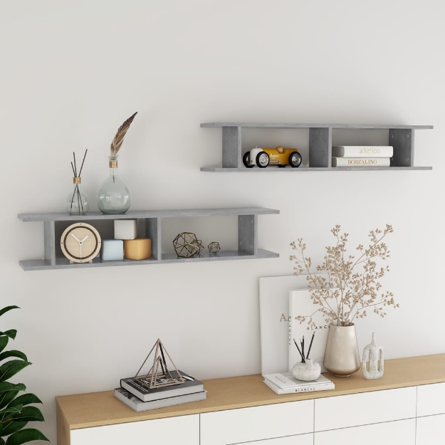 Mensole Parete 2pz Grigio Cemento 105x18x20cm Legno Multistrato