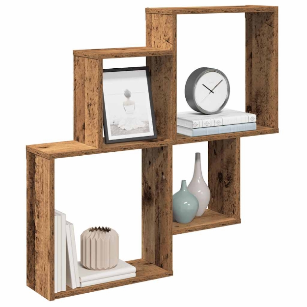 Mensola da Parete Legno Vecchio 80x15x78,5 cm Legno Multistrato