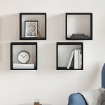 Mensole Parete Cubo 4 pz Rovere Nero 30x15x30 cm Truciolato