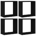 Mensole Parete Cubo 4 pz Rovere Nero 30x15x30 cm Truciolato