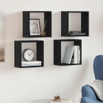 Mensole Parete Cubo 4 pz Rovere Nero 30x15x30 cm Truciolato