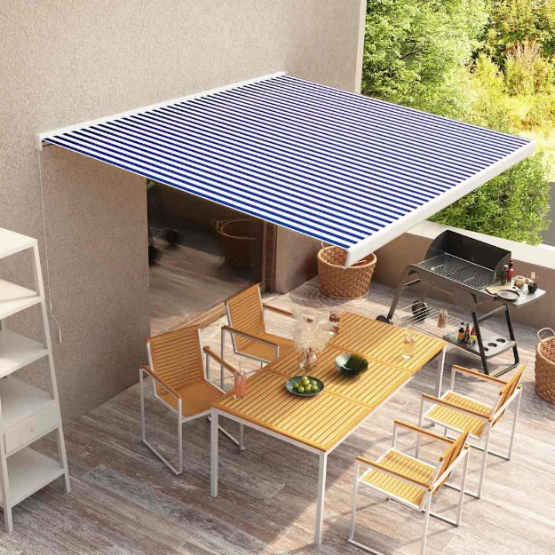 Tenda a Cassonetto Manuale 350x250 cm Blu e Bianca