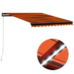 Tenda Retrattile Manuale con LED 300x250cm Arancione e Marrone
