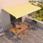 Tenda da Sole Retrattile Automatica 600x350 cm Gialla e Bianca
