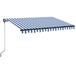 Tenda da Sole Retrattile Manuale con LED 350x250cm Blu e Bianca
