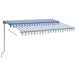 Tenda da Sole Retrattile Manuale con LED 350x250cm Blu e Bianca
