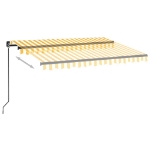 Tenda da Sole Retrattile Manuale LED 350x250 cm Gialla e Bianca