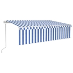 Tenda Sole Retrattile Automatica con Parasole 6x3m Blu Bianco