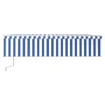 Tenda Sole Retrattile Automatica con Parasole 6x3m Blu Bianco