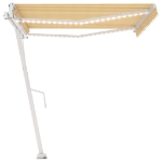 Tenda Automatica Sensore Vento e LED 450x300 cm Gialla Bianca