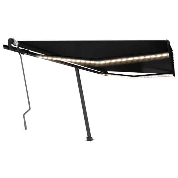 Tenda da Sole Retrattile Manuale con LED 450x300 cm Antracite