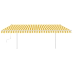 Tenda da Sole Retrattile Manuale con Pali 5x3 m Gialla e Bianca