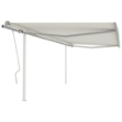 Tenda da Sole Retrattile Manuale con Pali 4,5x3,5 m Crema