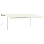 Tenda da Sole Retrattile Manuale con Pali 6x3,5 m Crema