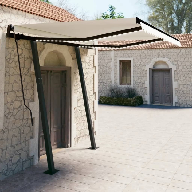 Tenda da Sole Automatica Sensore Vento e LED 3,5x2,5 cm Crema