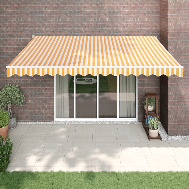 Tenda Sole Automatica Retrattile Gialla e Bianca 4x3 m