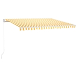 Tenda da Sole Retrattile Manuale LED 450x350 cm Giallo Bianco