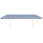 Tenda da Sole Retrattile Automatica e Pali 5x3 m Blu e Bianca