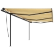 Tenda da Sole Retrattile Automatica e Pali 6x3m Gialla e Bianca
