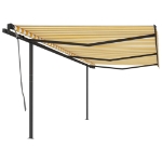 Tenda da Sole Retrattile Automatica e Pali 6x3m Gialla e Bianca