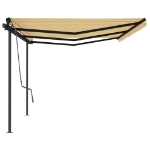 Tenda da Sole Retrattile Automatica e Pali 6x3m Gialla e Bianca