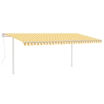 Tenda da Sole Retrattile Automatica Pali 5x3,5 m Gialla Bianca