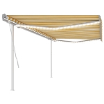 Tenda da Sole Retrattile Manuale con LED 5x3,5 m Gialla Bianca