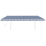 Tenda da Sole Retrattile Manuale con LED 5x3,5 m Blu e Bianca